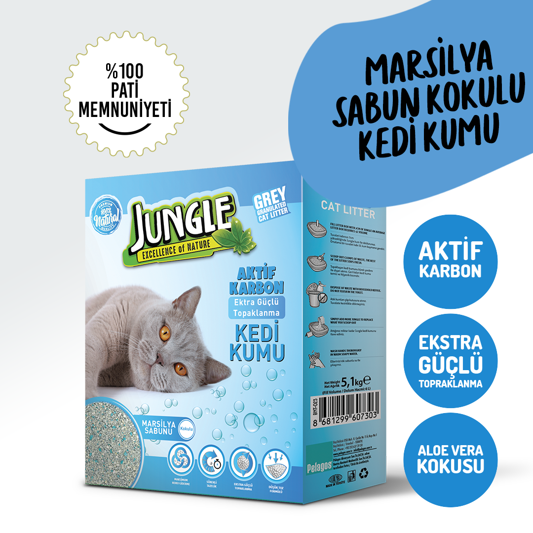Jungle Aktif Karbon Marsilya Sabunu Kokulu Kedi Kumu 6 Litre