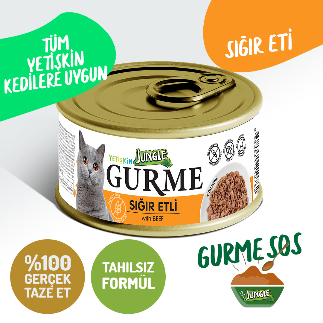 Jungle Gurme Soslu Sığır Etli Yetişkin Kedi Yaş Maması