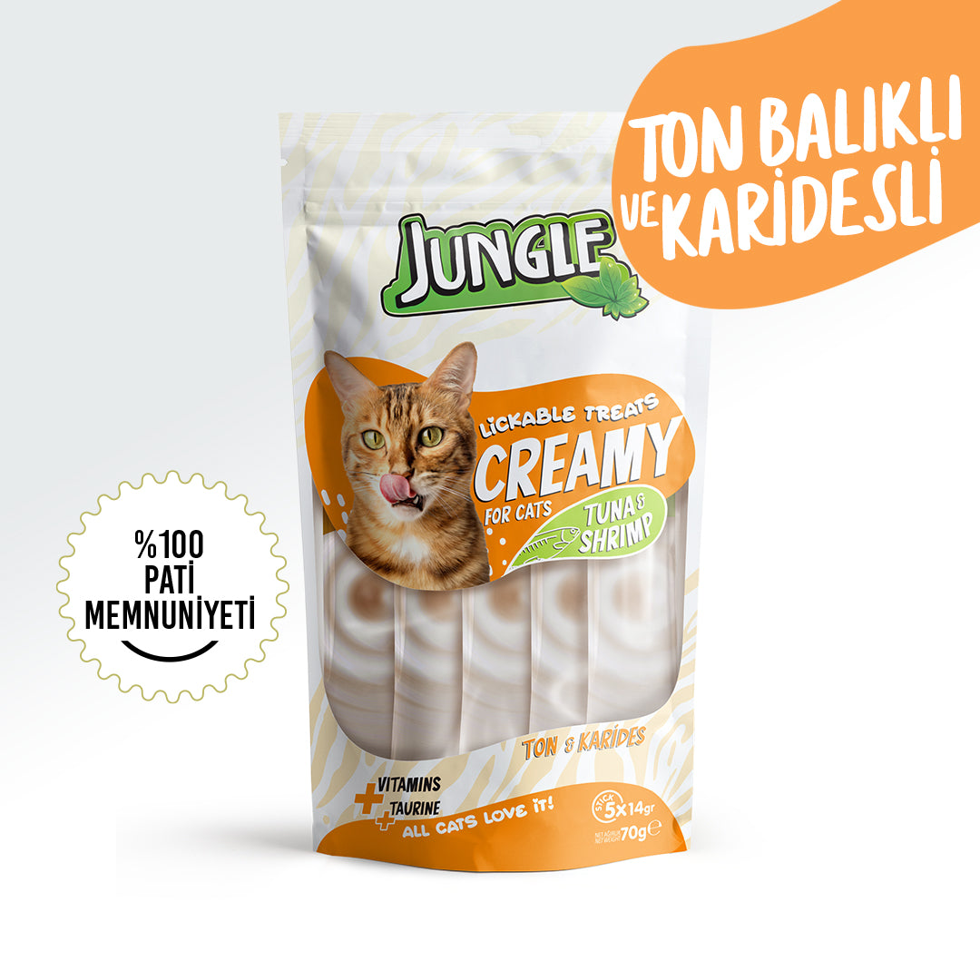 Jungle Ton Balıklı ve Karidesli Krema Sıvı Kedi Ödül Maması