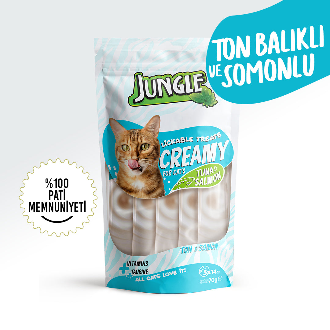 Jungle Ton Balıklı ve Somonlu Krema Sıvı Kedi Ödül Maması