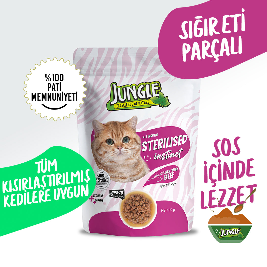 Jungle Pouch Kısır Kedi Biftekli Yaş Mama