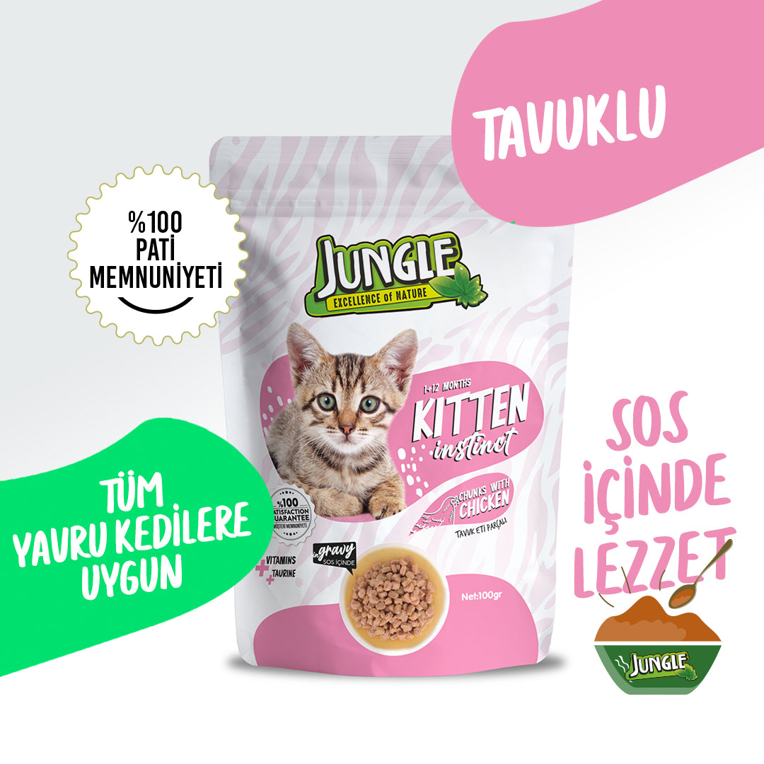 Jungle Pouch Yavru Kedi Tavuklu Yaş Mama