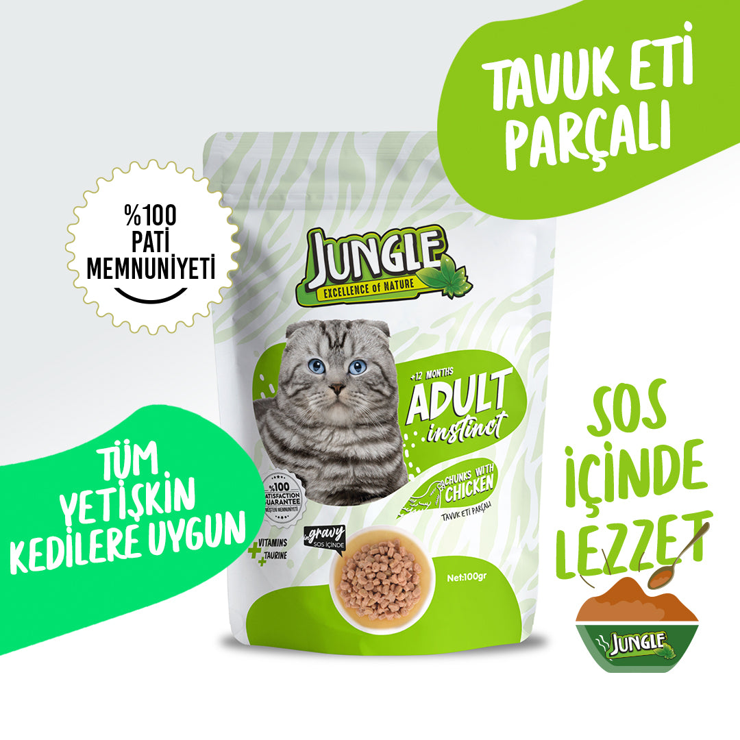 Jungle Pouch Tavuklu Yetişkin Kedi Yaş Mama