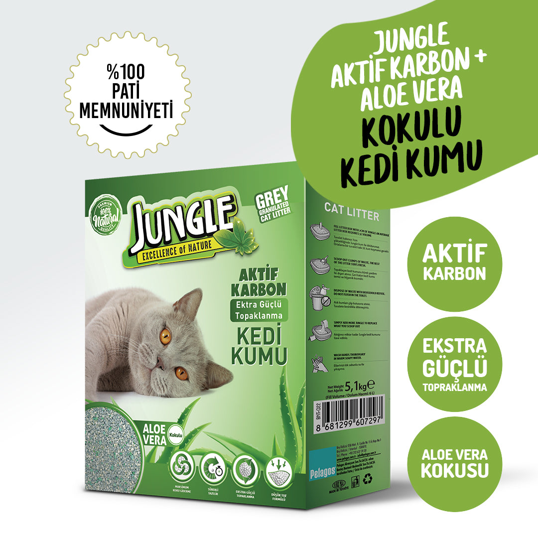 Jungle Aktif Karbon Aleo Vera Kokulu Kedi Kumu 6 Litre