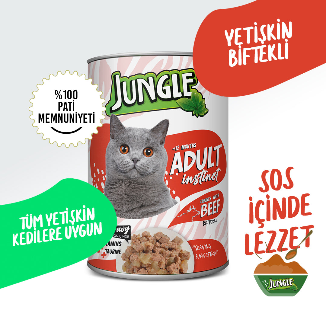 Jungle Sığır Etli Soslu Yetişkin Kedi Konservesi
