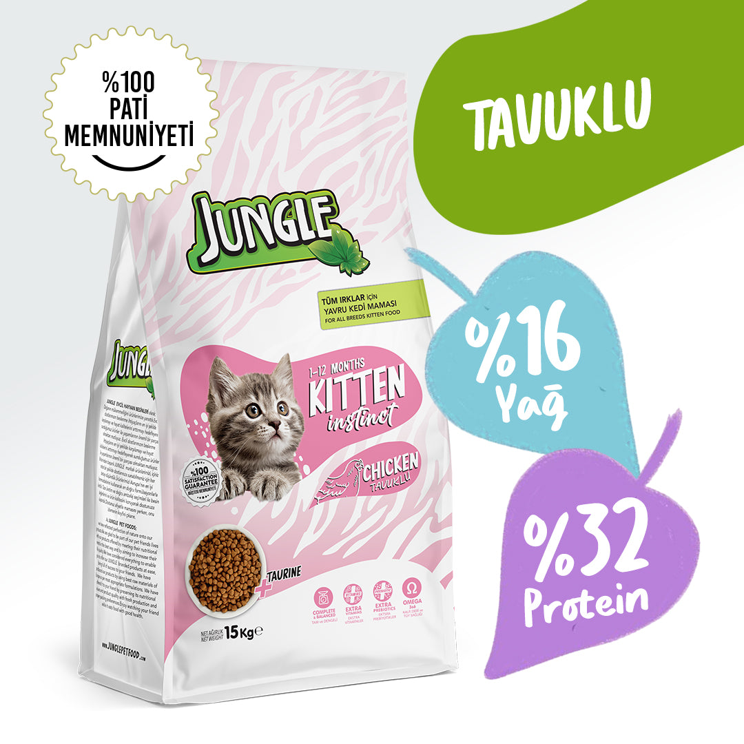 Jungle Tavuklu Yavru Kedi Maması 15KG