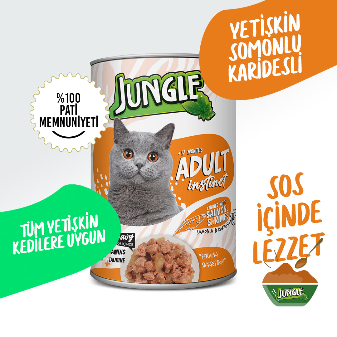 Jungle Somonlu ve Karidesli Soslu Yetişkin Kedi Konservesi