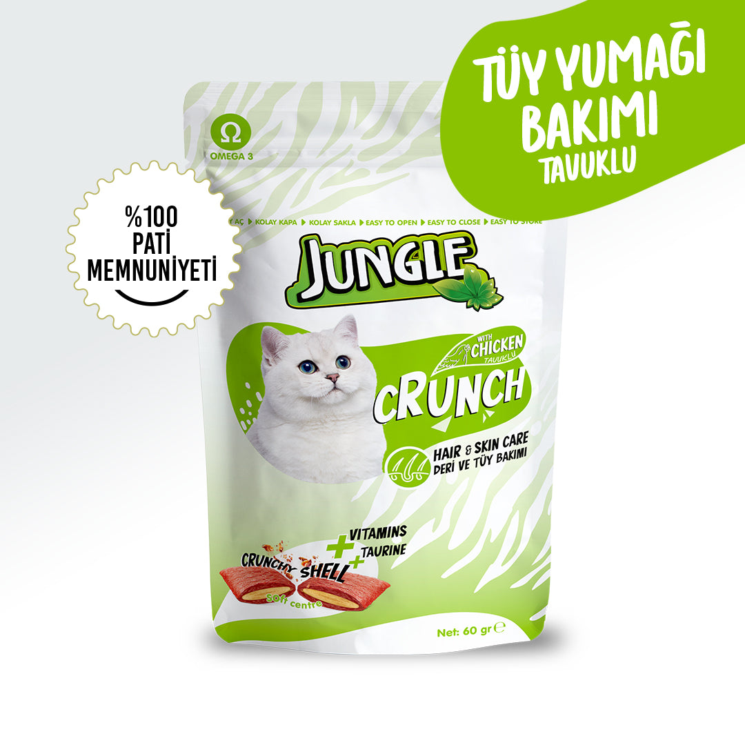 Jungle Crunch Deri ve Tüy Bakımı Kedi Ödül Maması