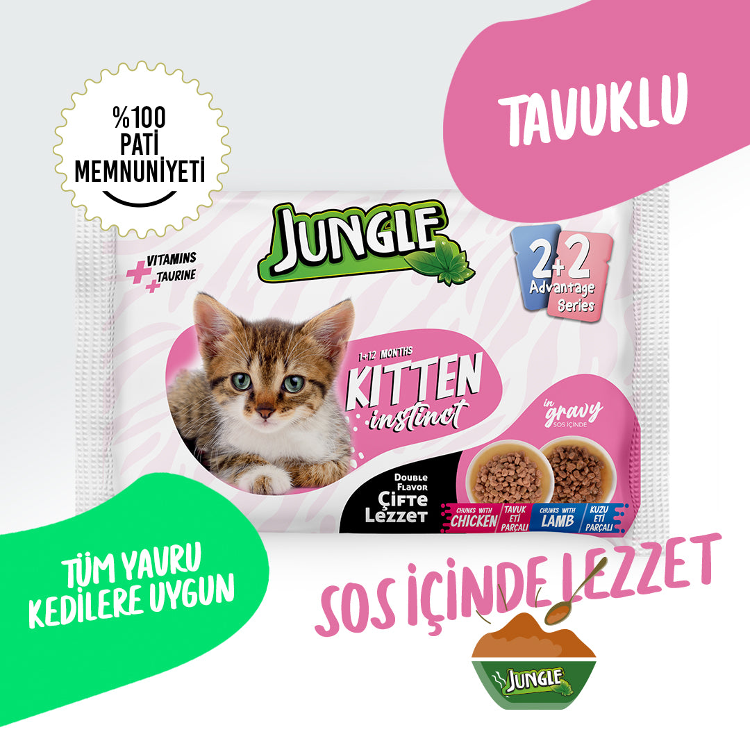 Jungle Yavru Kedi 2+2 Jöleli Tavuk & Kuzu Etli Yaş Mama