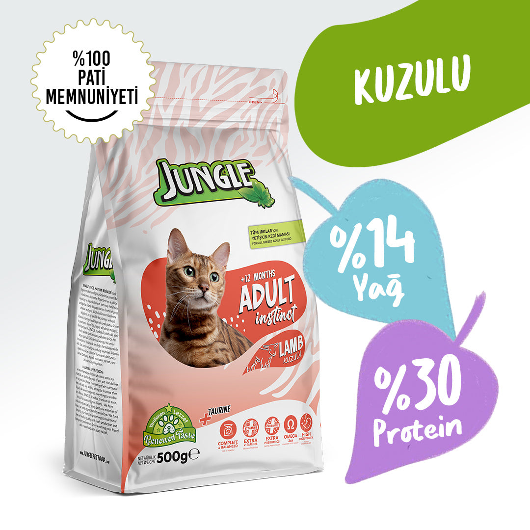 Jungle Kuzulu Yetişkin Kedi Maması 500gr