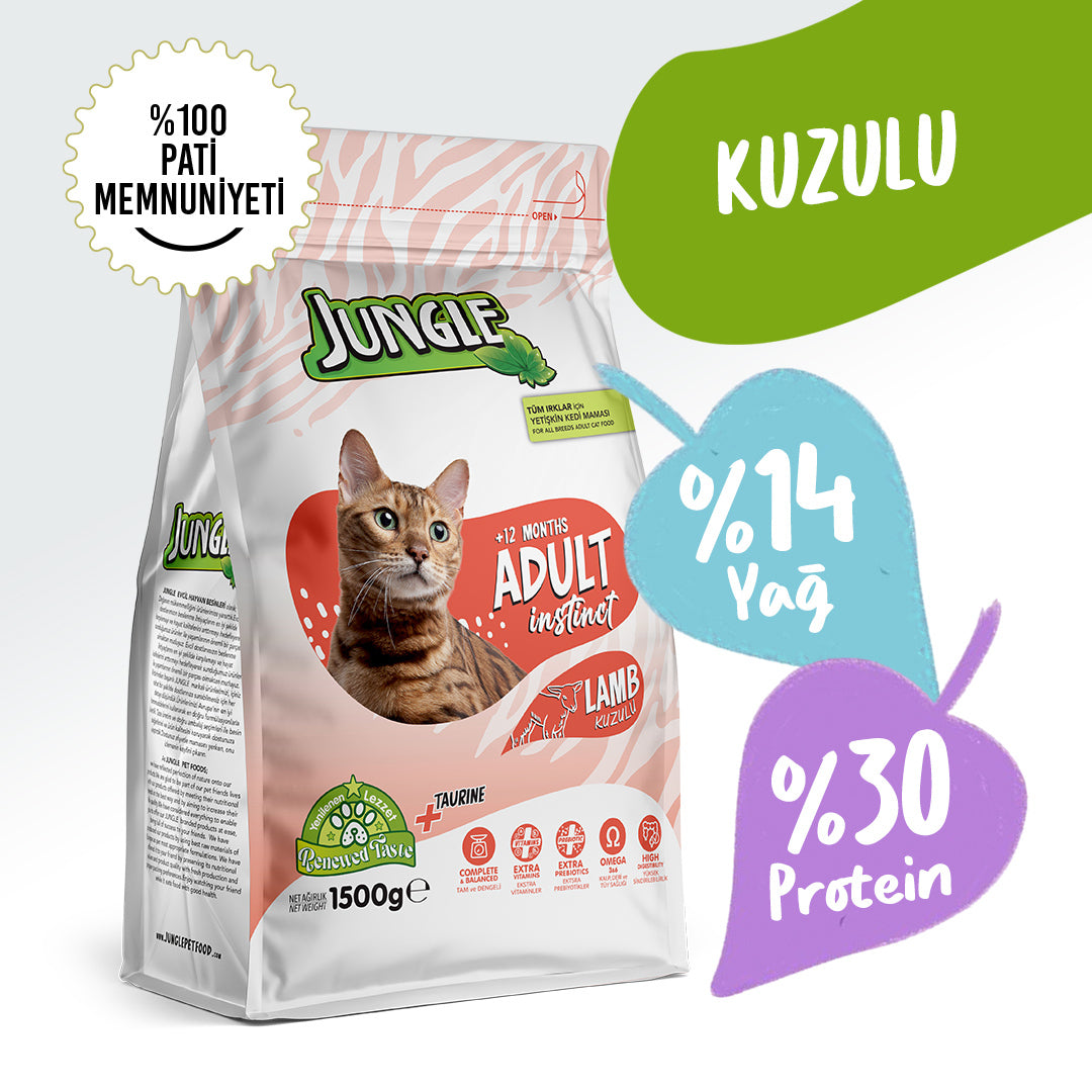 Jungle Kuzulu Yetişkin Kedi Maması 1500gr