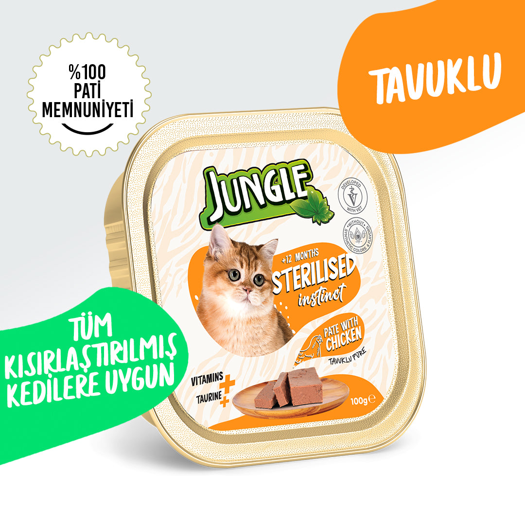 Jungle Tavuklu Kısırılaştırılmış Kedi Ezme Pate Mama