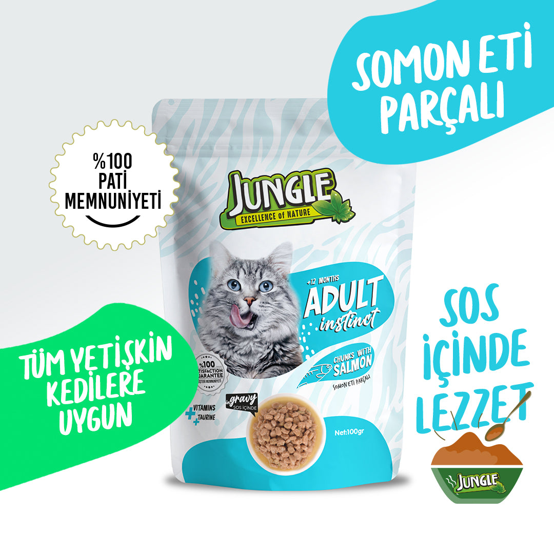 Jungle Pouch Somonlu Yetişkin Kedi Yaş Mama