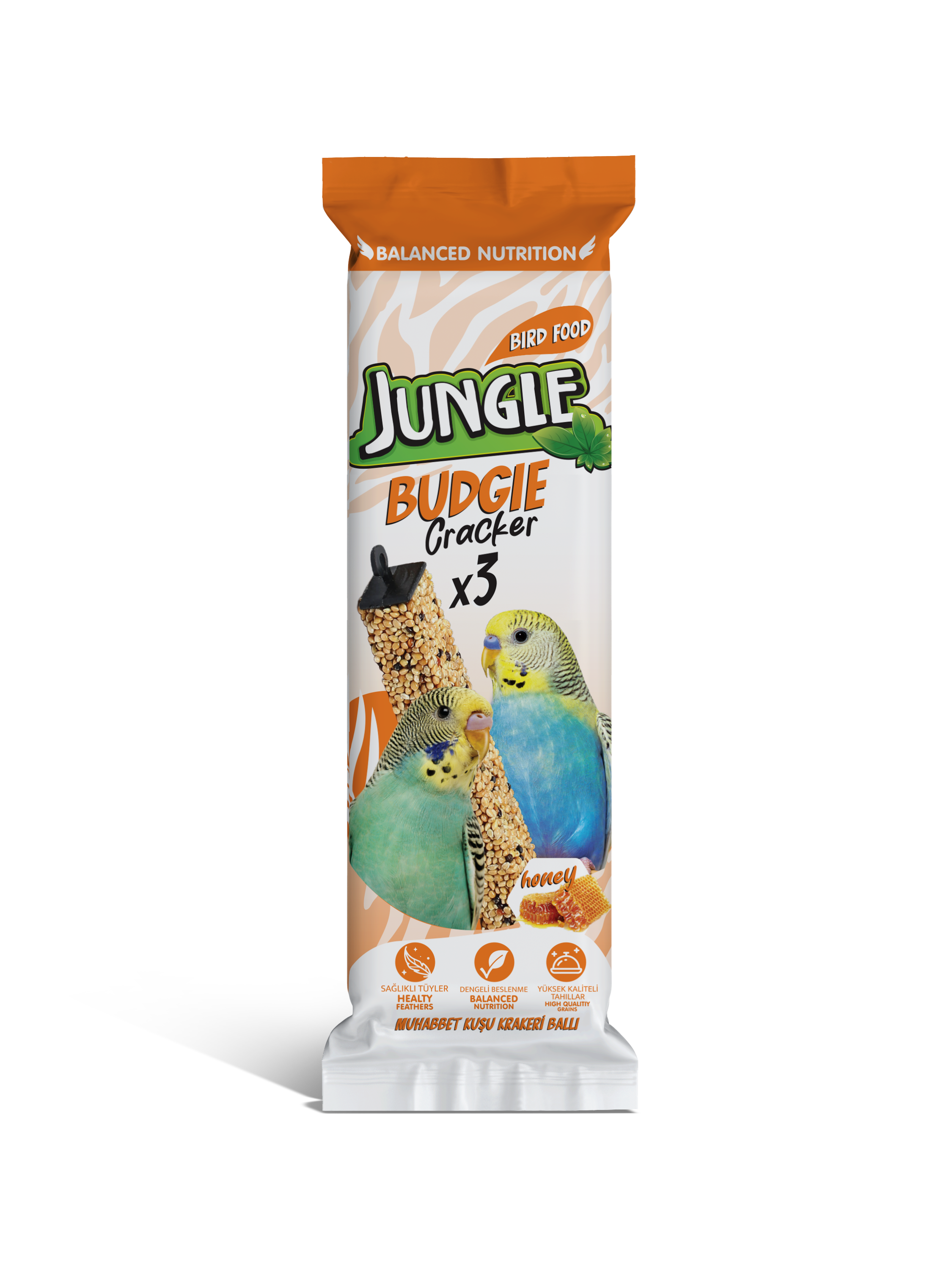 Jungle Muhabbet Kuşu Üçlü Ballı Kraker